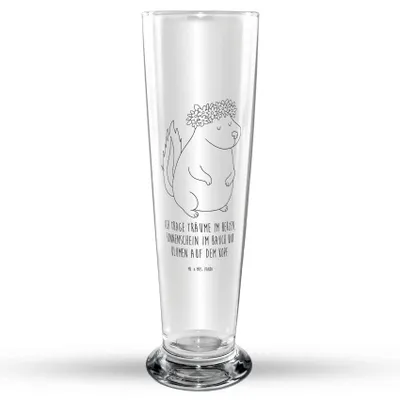 Produktbild von Mr. & Mrs. Panda Bierglas Stinktier Mädchen - Transparent - Geschenk, Yoga, Glasbierglas, Wildtier, Glasbecher, Bierbecher, Bier Glas, Trinkglas, Namaste, Raubtier