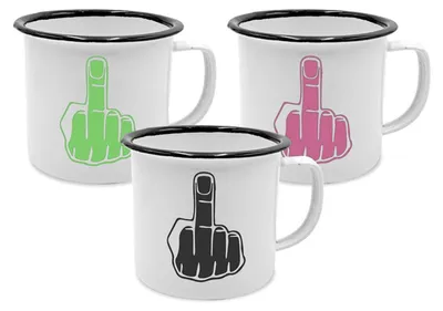 Produktbild von Metalltasse Mittelfinger Kaffeetasse Blechtasse Metallbecher Teetasse Trinkbecher Trinktasse Camping Festival Picknick Outdoor weiß grün pink schwarz