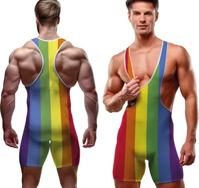 Produktbild von Regenbogen Karneval Kostüm Mehrfarbig Einteiler Festival Party Outfit Buntes Jumpsuit Regenbogenfarben Spaß Design Lebendige Farben, Größe: 52 - 54 (L) Farbe: Mehrfarbig