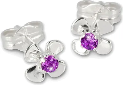 Produktbild von SilberDream Ohrstecker für Damen 925 Silber lila Blume Ohrringe 6mm SDO508V