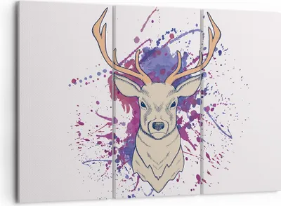 Produktbild von Bild auf Leinwand - Leinwandbild - Hirsch Abstraktion - 105x70cm - Wand Bild - Wanddeko - Leinwanddruck - Bilder - Kunstdruck - Wanddekoration - Leinwand bilder - Wandkunst - CE105x70-3691