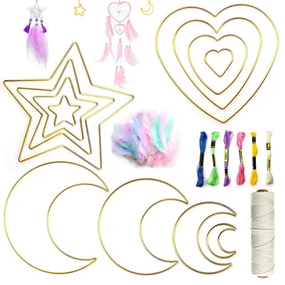 Productafbeelding van DIY Dromenvanger Set met Macrame en Veren