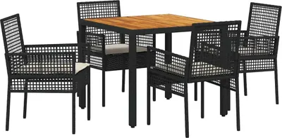 Productafbeelding van vidaXL Tuinset, 5-delig, zwart, polyrotan