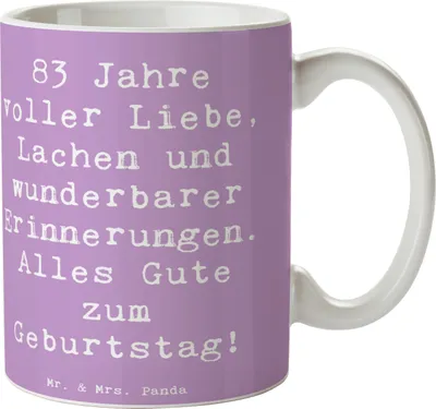 Produktbild von Mr. & Mrs. Panda Kaffeetasse Spruch 83. Geburtstag - Lavendeltraum - Geschenk, schöne tasse, Geburtstagsgeschenk, Happy Birthday, Pott, Alter, Glückwünsche, 83 Jahre