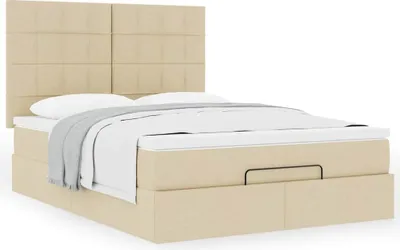 Produktbild von Hochwertig Ottoman-Bett mit Matratze Creme 140x200 cm Stoff 3313166