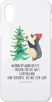 Produktbild von Mr. & Mrs. Panda Iphone 10 Handyhülle Pinguin Weihnachtsbaum - Weiß - Geschenk, Cover, Hülle, Weihnachten, Handy, X, Winter