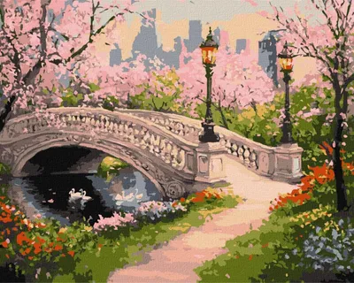 Productafbeelding van Schilderen op nummer - Lente park 30x40cm - Ideyka