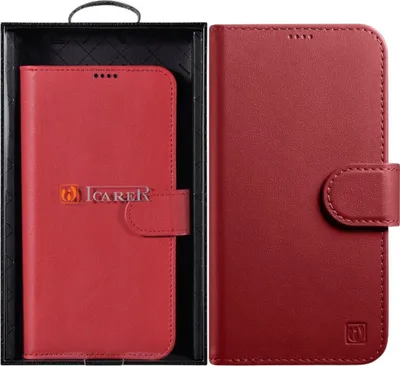 Immagine prodotto di Portafoglio Icarer 2In1 Custodia in pelle per Iphone 14 Plus con patta anti-Rfid Rosso (Wmi14220727-Rd)