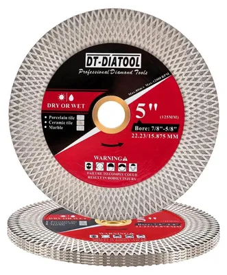 Image de Disque de coupe diamanté de 125 mm x 22,23 mm, lot de 5, pour céramique, carrelage, grès, marbre