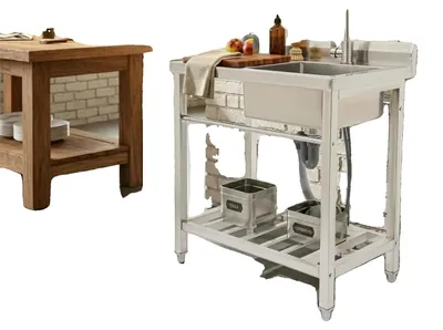 Productafbeelding van Keukenwastafel, 201 roestvrij staal, 80 x 55 x 84 cm, enkele spoelbak, draagvermogen 100 kg, vrijstaand