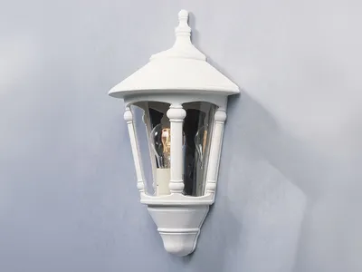 Produktbild von LED Außenwandleuchte, Wandlaterne Halbschale Landhausstil, Terrassenlampe Weiß