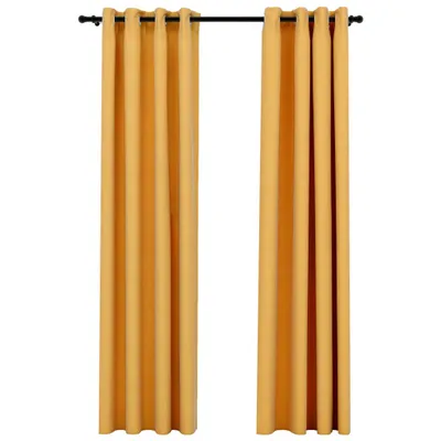 Produktbild von vidaXL Verdunkelungsvorhänge Ösen Leinenoptik 2 Stk. Gelb 140x245 cm -  Vorhänge & Gardinen