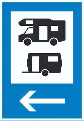 Produktbild von Wohnmobil- und Wohnwagenplatz links Schild A3 Rückseite selbstklebend