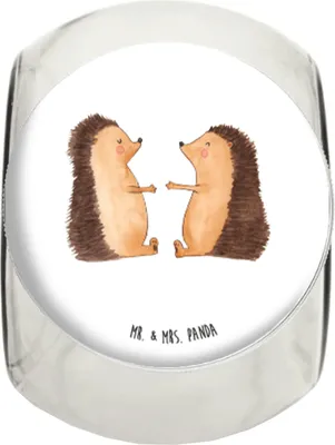 Produktbild von Mr. & Mrs. Panda keksdose glas Igel Liebe L 870ml - Weiß - Geschenk, aufbewahrungsglas, Hochzeitstag, glasbehälter, Bonboniere, Freundin, Hocheitstag, Kaffeedose