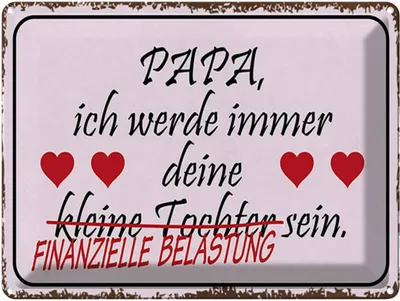 Produktbild von vianmo Blechschild 30x40 cm Papa deine Tochter Herzen Spruch Zitat
