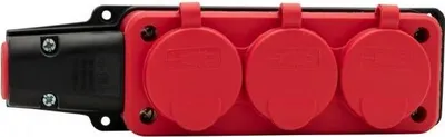 Image de Prise en caoutchouc, multiprise 3x230 V 16 A IP54 rouge
