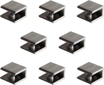Produktbild von Famanu Glasklem Set - Verstellbar, 8 Stück - Gebürstetes Nickel