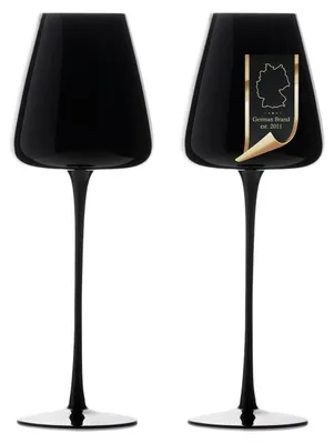Immagine prodotto di Intirilife 2x bicchiere da vino dal design moderno in nero - capacità 500 ml - calice da vino bianco vino rosso calice da vino lavabile in lavastoviglie vetro di cristallo antiurto