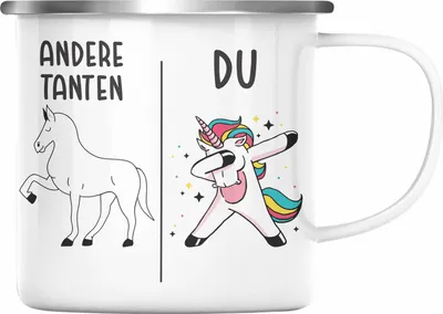 Produktbild von Trendation - Beste Tante Geschenk Emaille Tasse mit Spruch Emaille Emaille Tasse für Tante (Silber)