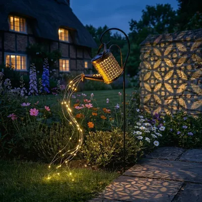 Produktbild von Solarleuchte Gartenleuchte Gartenlampe - Kupfermünze - Warmweiß LED - Wasserfalleffekt - Für Garten und Terrasse