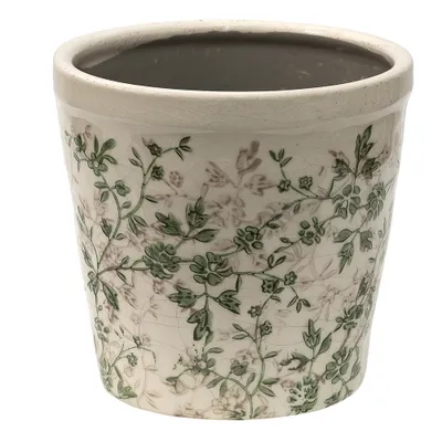 Obrázek produktu pro Květináč Clayre & Eef Ø 14x13 cm Zeleno-béžový keramický květináč