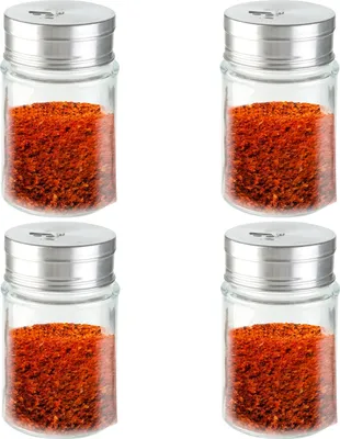 Produktbild von Gewürzstreuer - Ø 5 x H 8 cm - Glas - Chromfarben - 4er Set
