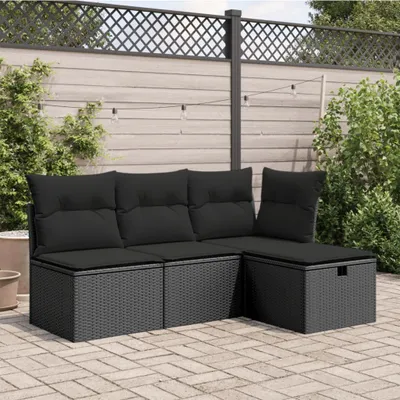 Produktbild von vidaXL Záhradná stolička s vankúšom čierna 55x55x37 cm Poly ratan