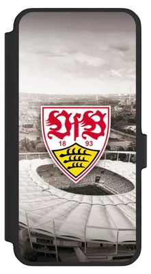 Produktbild von NIVOCASE Klapphülle für Samsung Galaxy A56 5G  Handyhülle aus Kunst Leder NIVOflip schwarz Offizielles Lizenzprodukt Stadion VfB Stuttgart