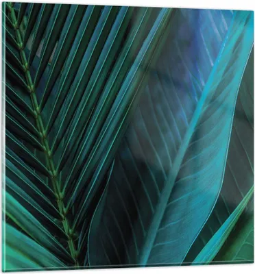 Produktbild von Bilder auf glas - Einteilig - Blatt Tropen Grün - 30x30cm - Glasbilder - Wandbilder - Bilder - zum Aufhängen bereit - Wanddekoration aus Glas - Glas Bilder - Wandbild auf Glas - GAC30x30-5071