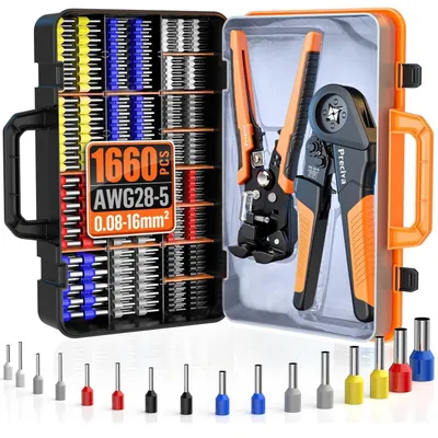 Produktbild von Crimpzangen-Set mit Abisolierzange und 1660 Aderendhülsen 0,08-16 mm² AWG28-5