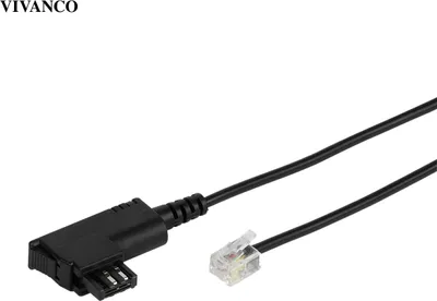 Produktbild von ViVanco™3m Phone Cable, 3 m, TAE F, RJ-11, Männlich, Männlich, Schwarz