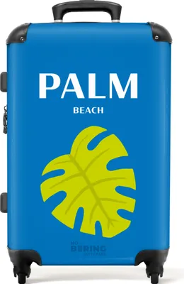 Produktbild von NoBoringSuitcases.com® Großer Koffer - Blau mit Palm Beach - Kombinationsschloss TSA - Hartschalen Trolley 4 Rollen - 72 liter - Reisekoffer - 66 cmKoffer Mittelgroß 67x43x25 cm, 72L,