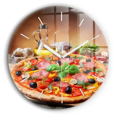 Produktbild von Wallfluent Große Wanduhr – Stilles Quarzuhrwerk - Uhr Dekoration Wohnzimmer Schlafzimmer Küche - Zifferblatt mit Striche - weiße Zeiger - 60 cm - Kulinarisches Herz von Italien