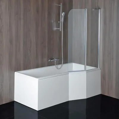 Produktbild von Raumsparwanne Versys 170x85/70cm mit Styroporträger und Duschkabine, rechts,