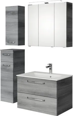 Produktbild von Badmöbel-Set Pelipal Kumba BxHxT 107 x 200 x 50 cm Frontfarbe graphit struktur quer 5-teilig und mehr mit Mineralguss-Wa