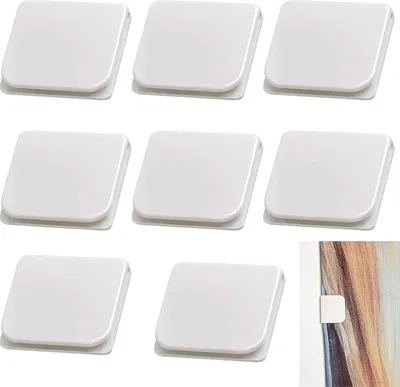 Produktbild von 8 Stück Duschvorhang Clips, Selbstklebende Vorhang Klammer Anti Splash Winddicht Ohne Bohren Stop Protect Bad Zubehör für Dusche Verschütten