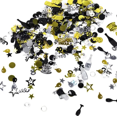 Produktbild von Oblique Unique Konfetti 40. Geburtstag Jubiläum Zahl 40 Happy Birthday Mix als Tisch Deko Streudeko - schwarz gold silber