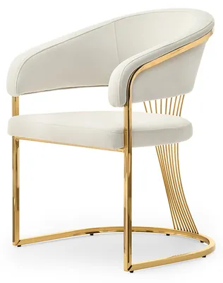 Produktbild von Designer-Esszimmerstuhl PAULINA – Creme/Gold