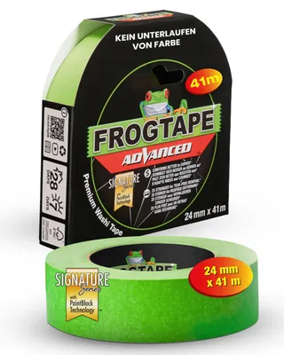 Produktbild von FrogTape® Advanced Washi Malerband mit PaintBlock® Technologie 24mm x 41,1m – Profi Malerkrepp - extrem scharfe Kanten – Reißfestes Abklebeband Innen