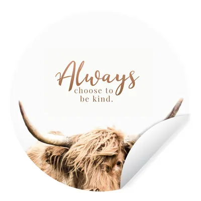 Produktbild von MuchoWow® Runde Wandtattoo - Wandsticker Tapete Aufkleber Schottischer Highlander - Sprichwörter - Tier Ø 50 cm Selbstklebend und Repositionierbar - Wandaufkleber - Kreis - Wand Kreis - Wand Bild - Foto Tapete - Selbstklebende - Wohnzimmerdekoration - Wand Dekoration - Kinderzimmer
