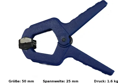 Produktbild von 10er Set Universalklemmen - 50 mm - Federklemmen - Kunststoffklemmen - Bastelklemmen - PVC-Zwingen - Klemmzwingen - Leimzwingen - Montageklemmen - PVC Zwingen - Einhandzwingen