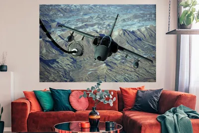 Produktbild von MuchoWow® Poster Flugzeug - Düsenjäger - Berg 180x120 cm - Fotoplakat