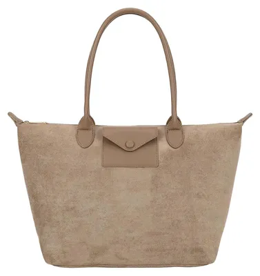 Produktbild von Gallantry, Damen Shopper Tasche aus Veloursoptik mit Reißverschluss, Taupe