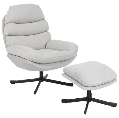 Produktbild von HOMCOM Relaxsessel mit Hocker Drehbar Sessel mit Breite Sitzfläche Creme