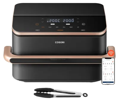 Productafbeelding van Cosori Dual Blaze Twinfry Chef Edition, heteluchtfriteuse, 10 liter, 35 °C, 240 °C, dubbel, donkergrijs, roze goud