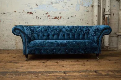 Produktbild von Sofa Luxus Textil Chesterfield Couch Sofas Polster 3 Sitzer Garnitur Blau Design