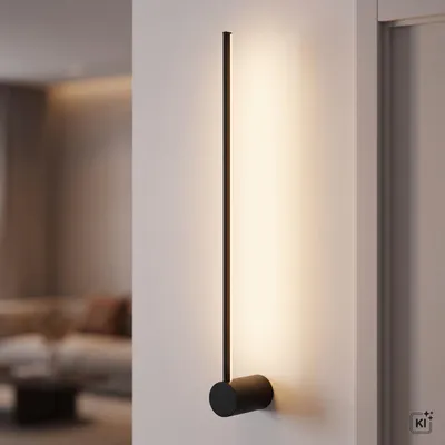 Obrázek produktu pro Nástěnné svítidlo LED hliníkové V: 65 cm Černé podlouhlé neutrální bílé světlo 4000 K 390 lm Moderní nástěnné svítidlo, Obrázek vytvořený pomocí AI