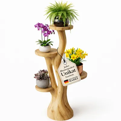Produktbild von Blumenständer mit 4 Ablagen Blumenpodest Pflanzenständer Pflanzentreppe Blumen
