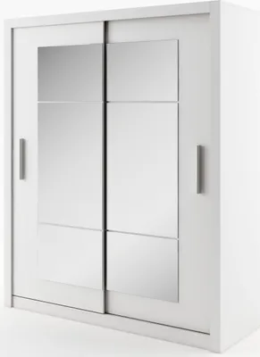 Produktbild von Furniture24 Schwebetürenschrank Kleiderschrank Schrank mit Schiebetür IDEA ID02 Weiß Matt, 180 cm breit