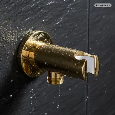 Produktbild von PaulGurkes goldener Wandanschlussbogen Brausehalter Kombi-Halter Gold